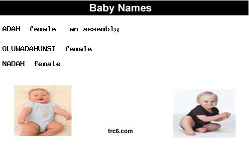 adah baby names