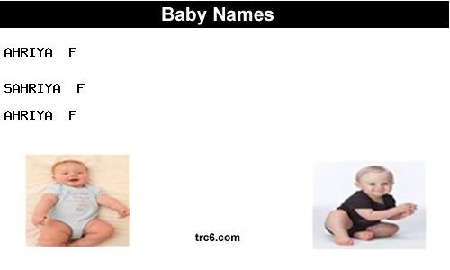 ahriya baby names