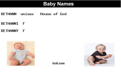 bethanni baby names