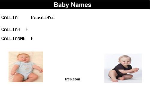 callia baby names