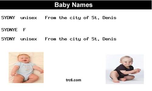 sydny baby names